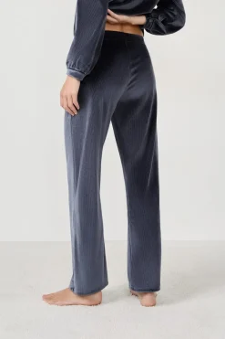 Sale ETAM Pantalón de pijama con efecto terciopelo AZUL NOCHE