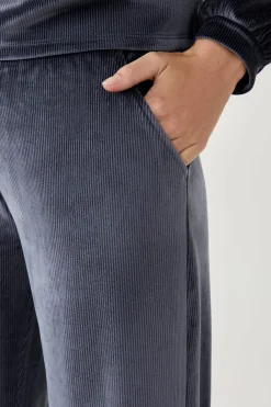 Sale ETAM Pantalón de pijama con efecto terciopelo AZUL NOCHE