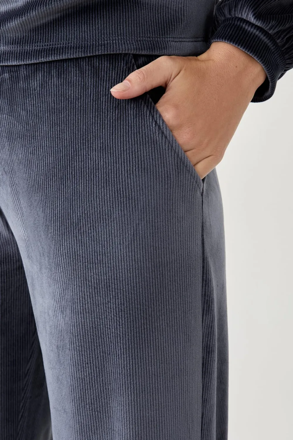 Sale ETAM Pantalón de pijama con efecto terciopelo AZUL NOCHE