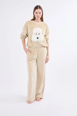 Best ETAM Pantalón de pijama con efecto terciopelo BEIGE