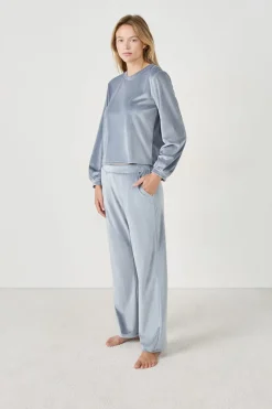 Online ETAM Pantalón de pijama con efecto terciopelo AZUL