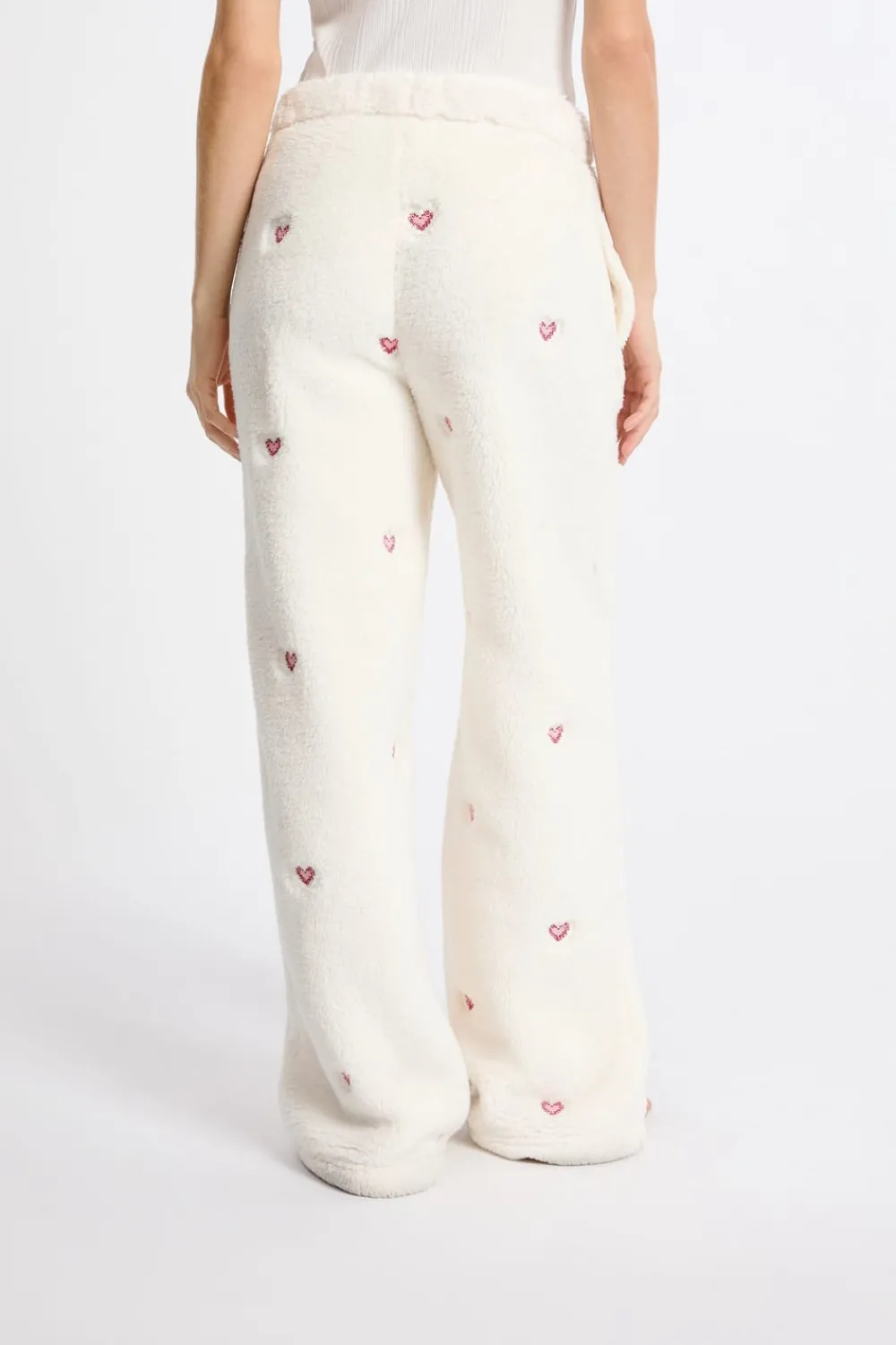 Best ETAM Pantalón de pijama con estampado de corazones efecto polar CRUDO