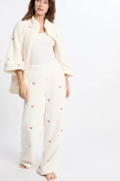 Best ETAM Pantalón de pijama con estampado de corazones efecto polar CRUDO