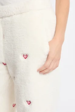 Best ETAM Pantalón de pijama con estampado de corazones efecto polar CRUDO