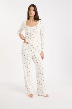 Outlet ETAM Pantalón de pijama con estampado de cerezas lino