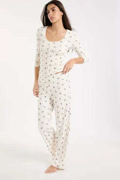Outlet ETAM Pantalón de pijama con estampado de cerezas lino