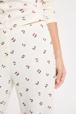 Outlet ETAM Pantalón de pijama con estampado de cerezas lino