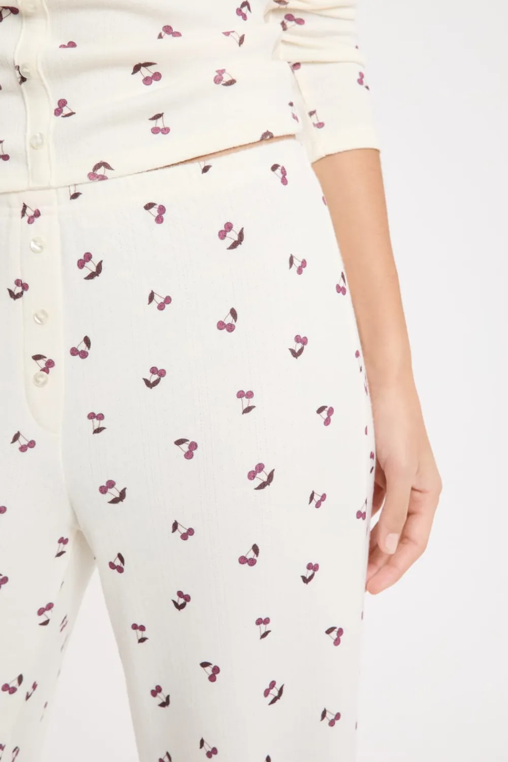 Outlet ETAM Pantalón de pijama con estampado de cerezas lino