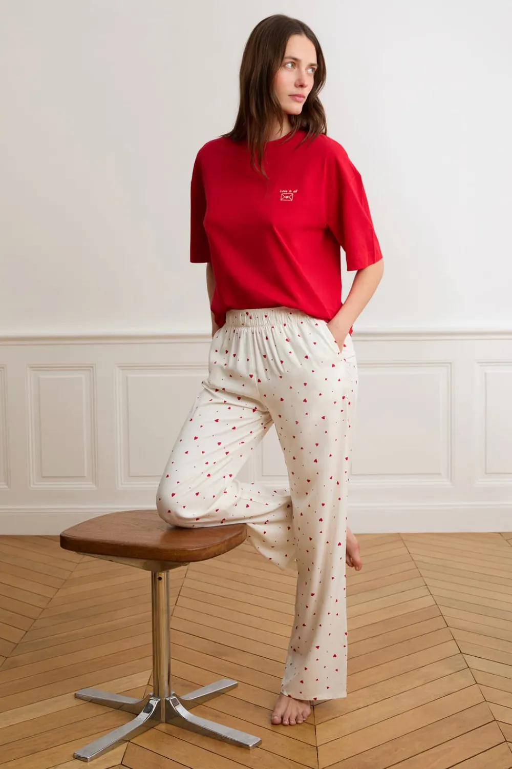 Online ETAM Pantalón de pijama con estampado de corazones IMP FD crudo