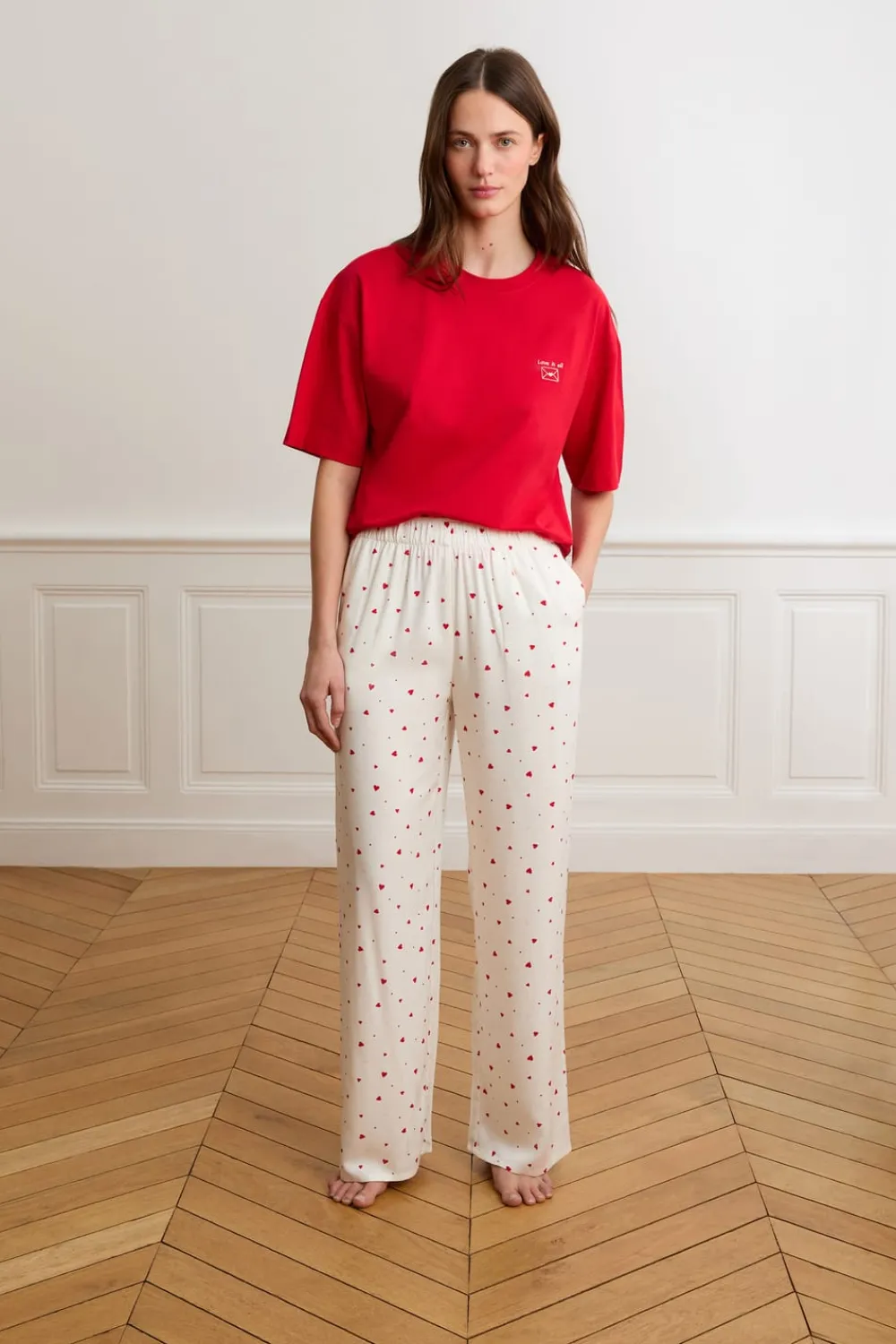 Online ETAM Pantalón de pijama con estampado de corazones IMP FD crudo
