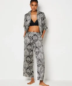 Outlet ETAM Pantalón de pijama con estampado floral IMP FD NEGRO