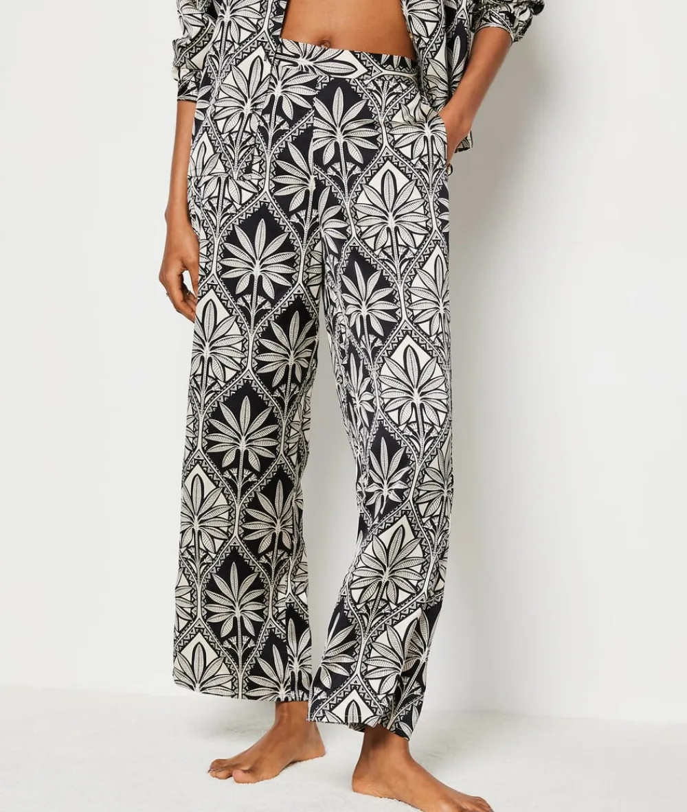 Outlet ETAM Pantalón de pijama con estampado floral IMP FD NEGRO
