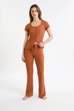 Sale ETAM Pantalón de pijama con estampado de corazones MARRÓN
