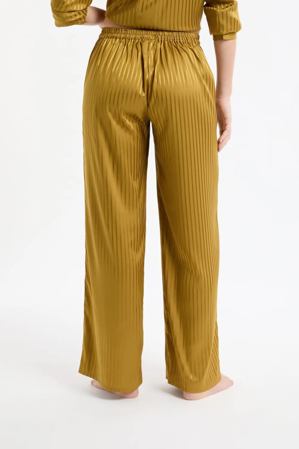 Best ETAM Pantalón de pijama de satén a rayas VERDE