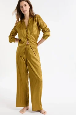 Best ETAM Pantalón de pijama de satén a rayas VERDE