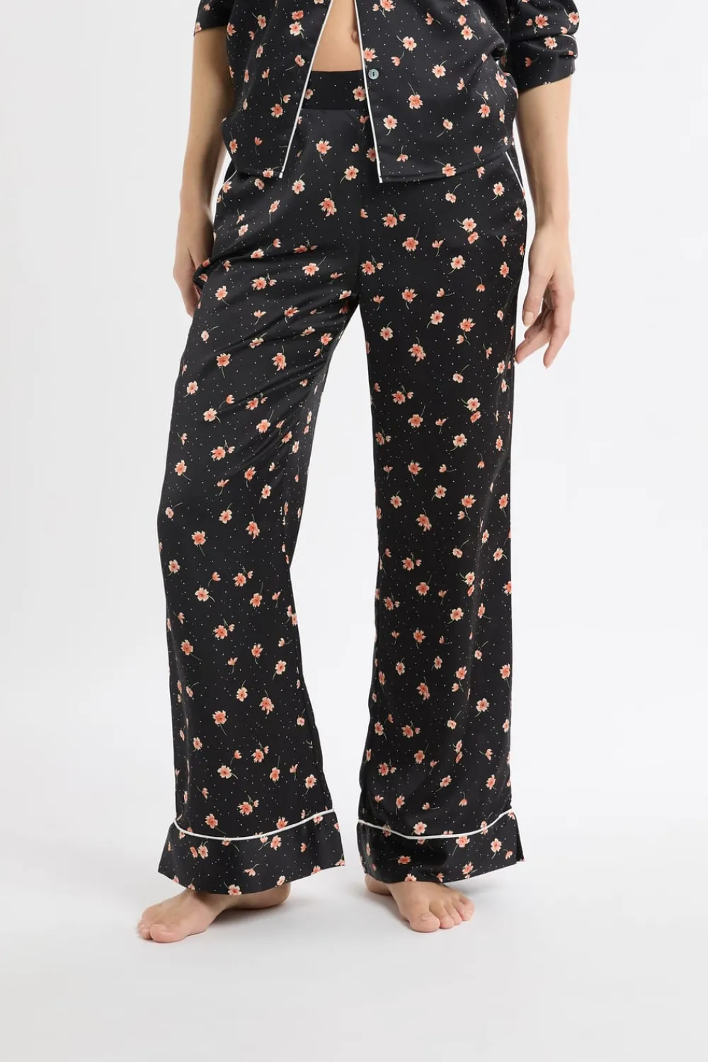 Best ETAM Pantalón de pijama de satén con estampado floral MULTICOLOR