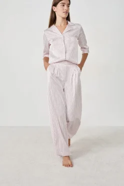 Best ETAM Pantalón de pijama de satén a rayas IMP FD ECRU