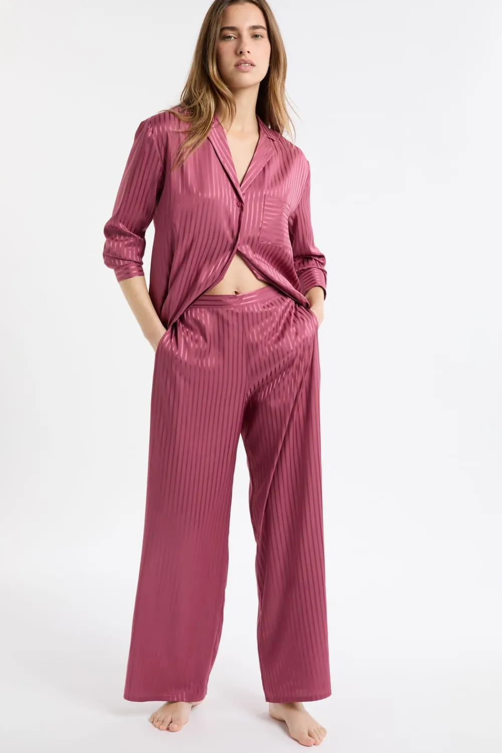 ETAM Pantalón de pijama de satén a rayas PETUNIA