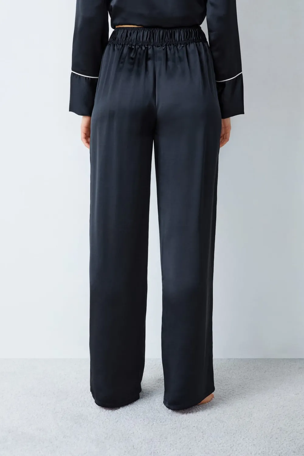 Outlet ETAM Pantalón de pijama de satén NEGRO