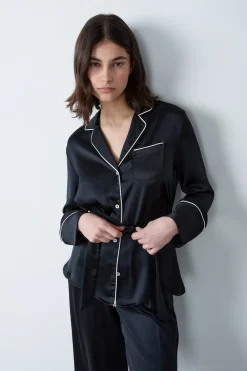 Outlet ETAM Pantalón de pijama de satén NEGRO