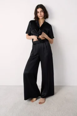 Sale ETAM Pantalón de pijama de seda NEGRO