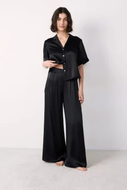 Sale ETAM Pantalón de pijama de seda NEGRO