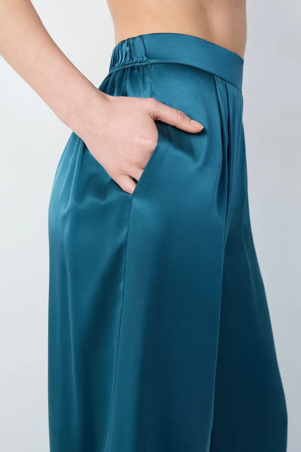 Clearance ETAM Pantalón de pijama de seda AZUL PETRÓLEO