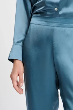 Clearance ETAM Pantalón de pijama de seda AZUL OSCURO