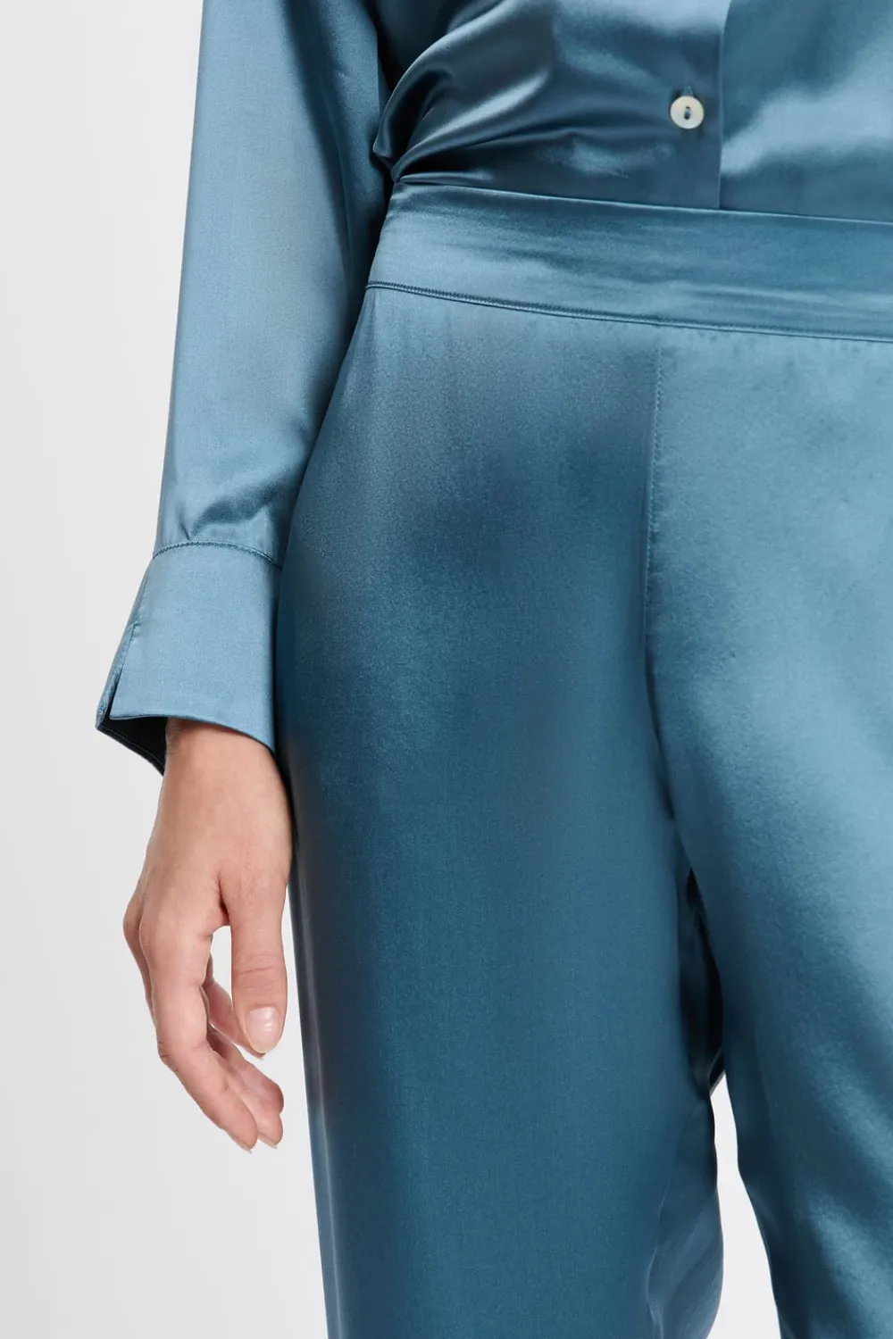 Clearance ETAM Pantalón de pijama de seda AZUL OSCURO