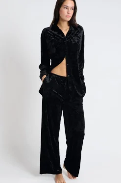 Discount ETAM Pantalón de pijama de terciopelo NEGRO