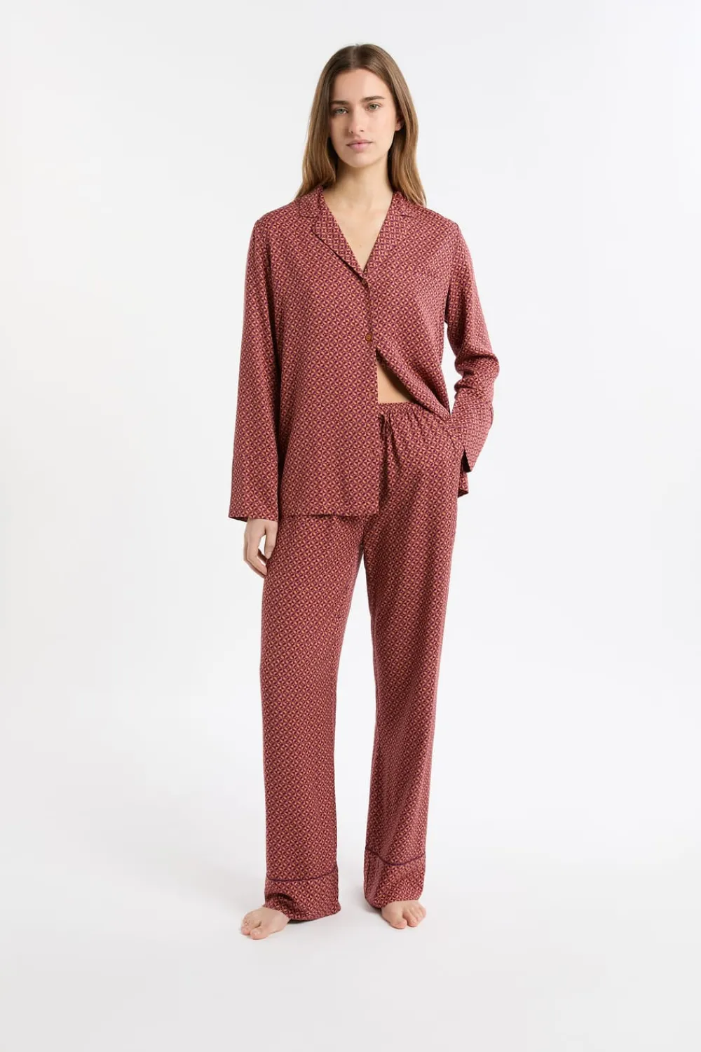 Outlet ETAM Pantalón de pijama estampado BURDEOS GRANATE
