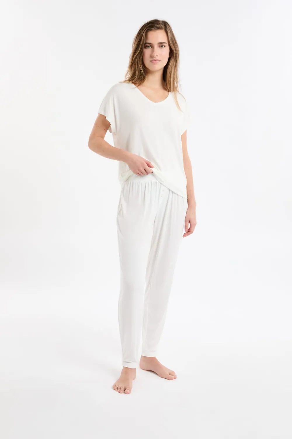 Hot ETAM Pantalón de pijama liso BLANCO CRUDO
