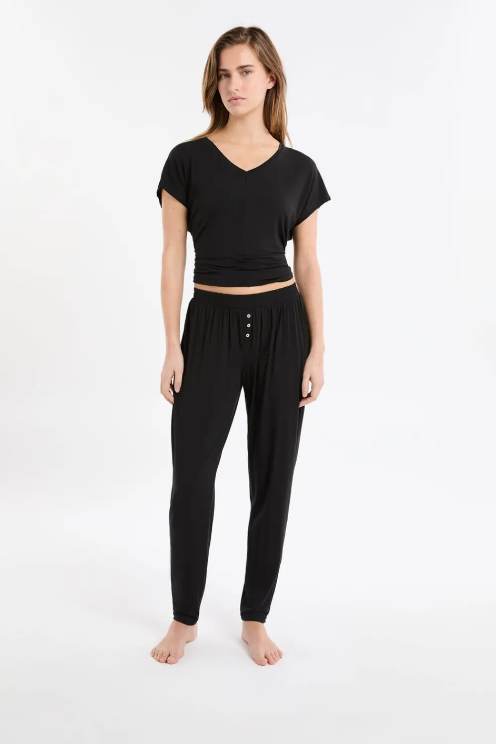 New ETAM Pantalón de pijama liso NEGRO