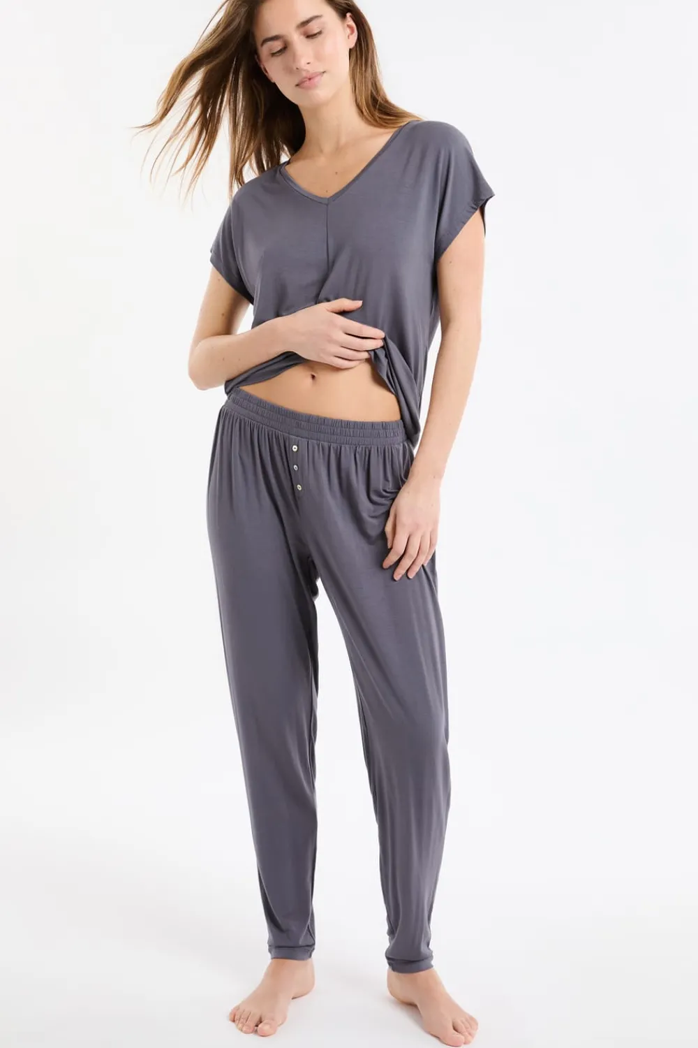Online ETAM Pantalón de pijama liso ANTRACITA