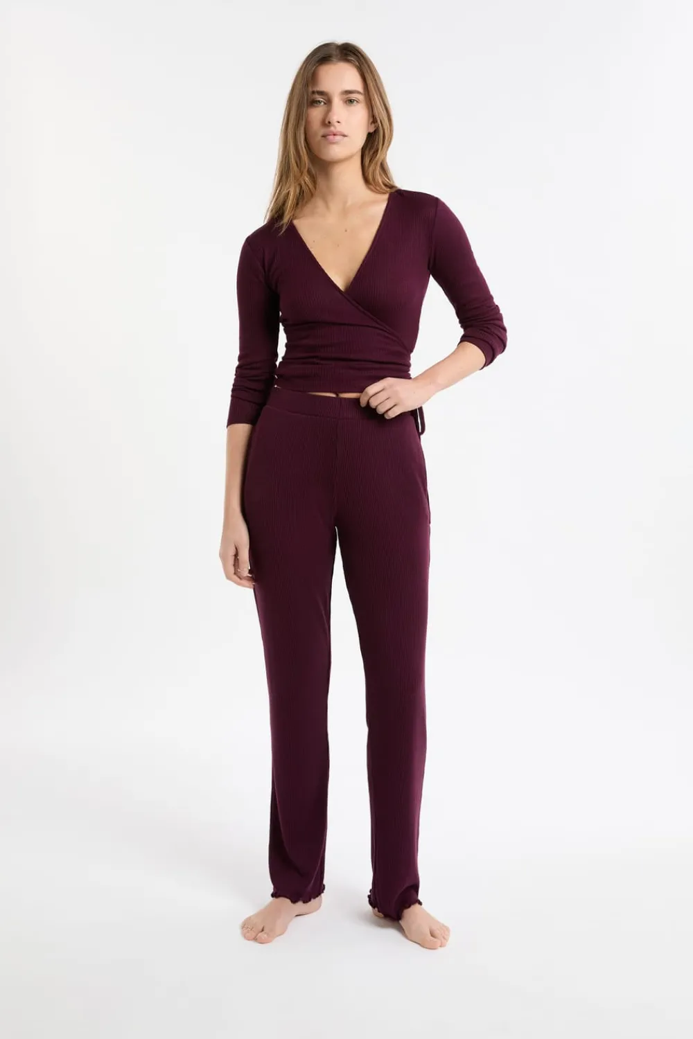 New ETAM Pantalón de pijama recto morado