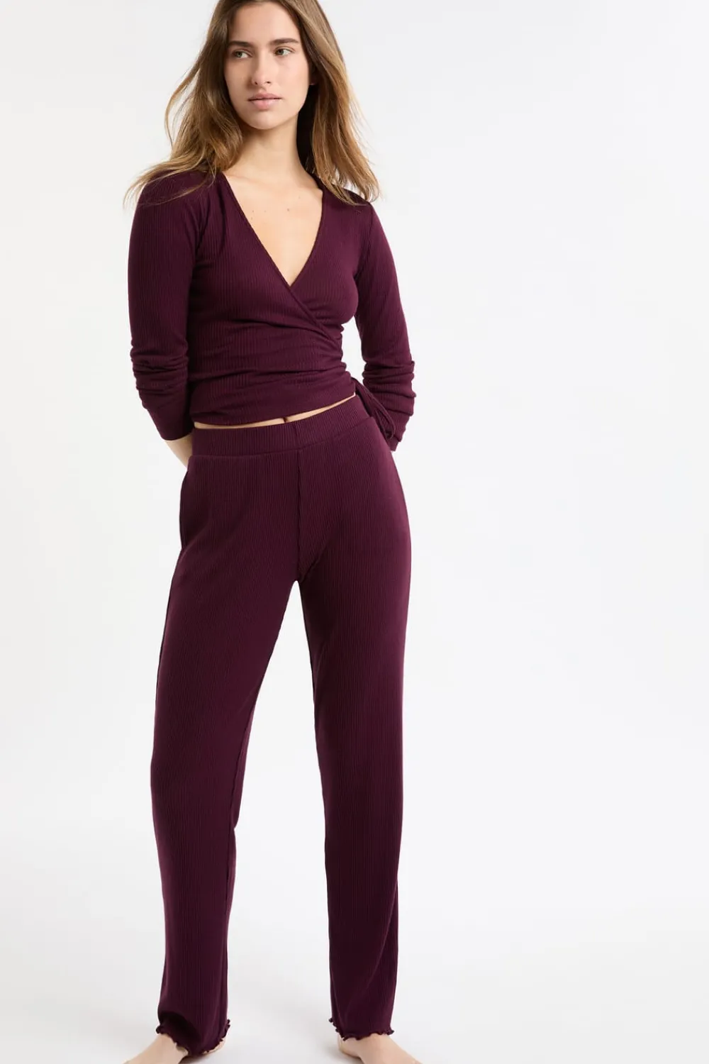 New ETAM Pantalón de pijama recto morado