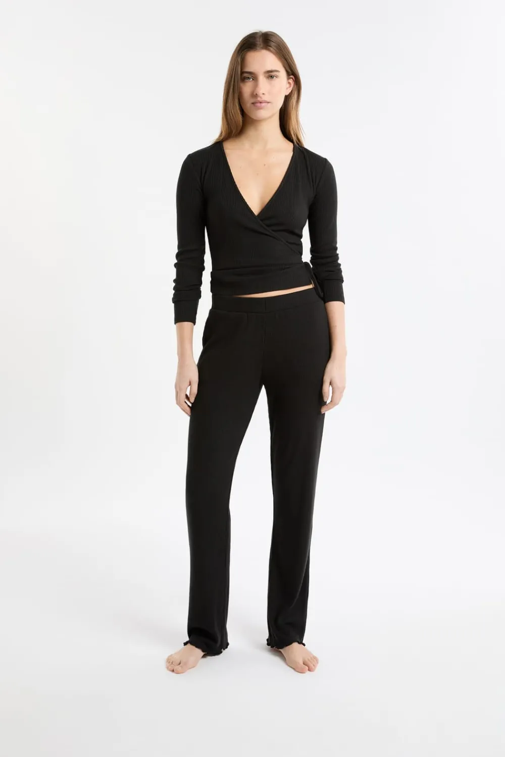 Discount ETAM Pantalón de pijama recto NEGRO