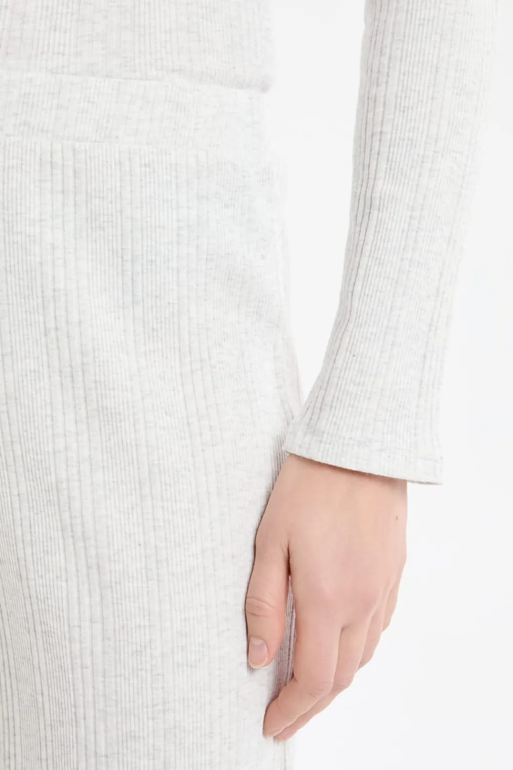 Discount ETAM Pantalón de pijama recto de algodón acanalado GRIS