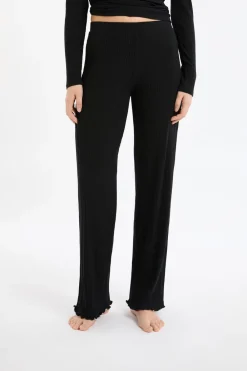ETAM Pantalón de pijama Richelieu de punto elástico NEGRO