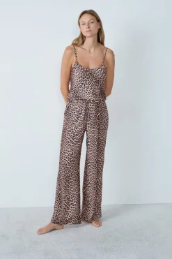 Clearance ETAM Pantalón de pijama satinado con de leopardo ESTAMPADO