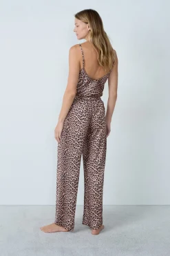 Clearance ETAM Pantalón de pijama satinado con de leopardo ESTAMPADO