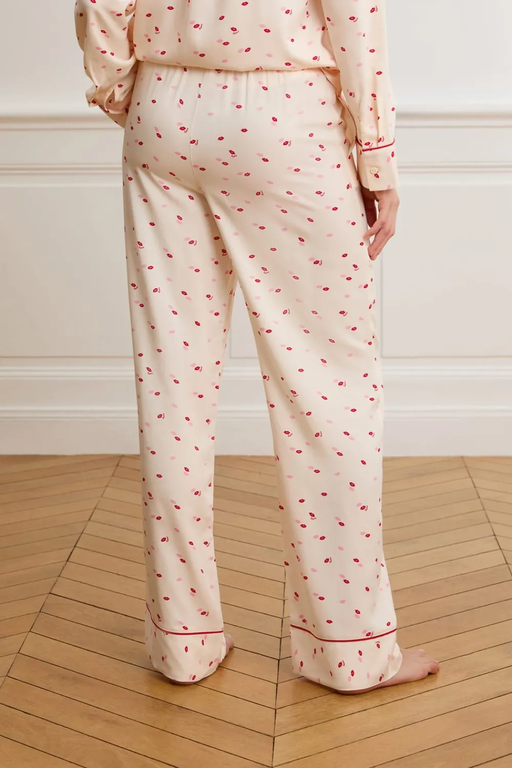 Clearance ETAM Pantalón de pijama satinados con estampado de besos IMP FOND ROSA