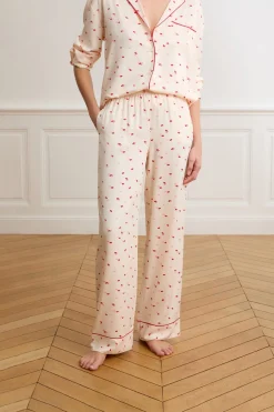Clearance ETAM Pantalón de pijama satinados con estampado de besos IMP FOND ROSA