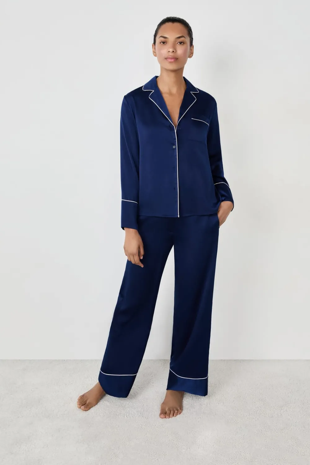Sale ETAM Pantalón de pijama satinados AZUL MARINO