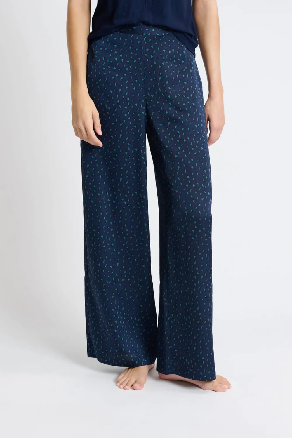 Hot ETAM Pantalón de pijama satinado AZUL OSCURO