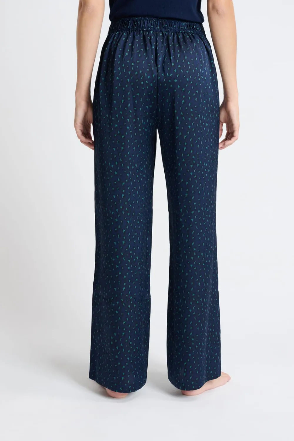 Hot ETAM Pantalón de pijama satinado AZUL OSCURO