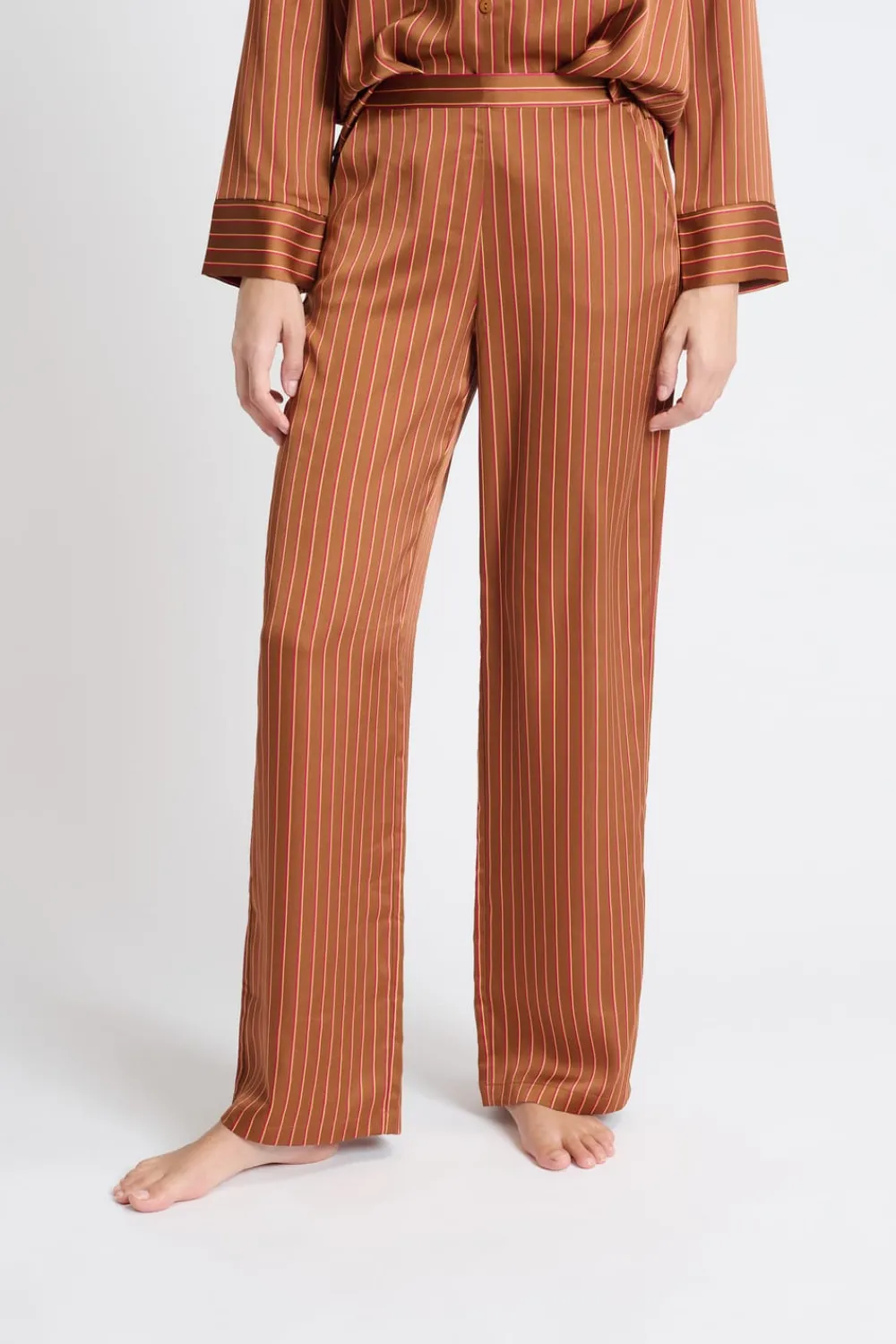 Sale ETAM Pantalón de pijama satinado a rayas BRONZE