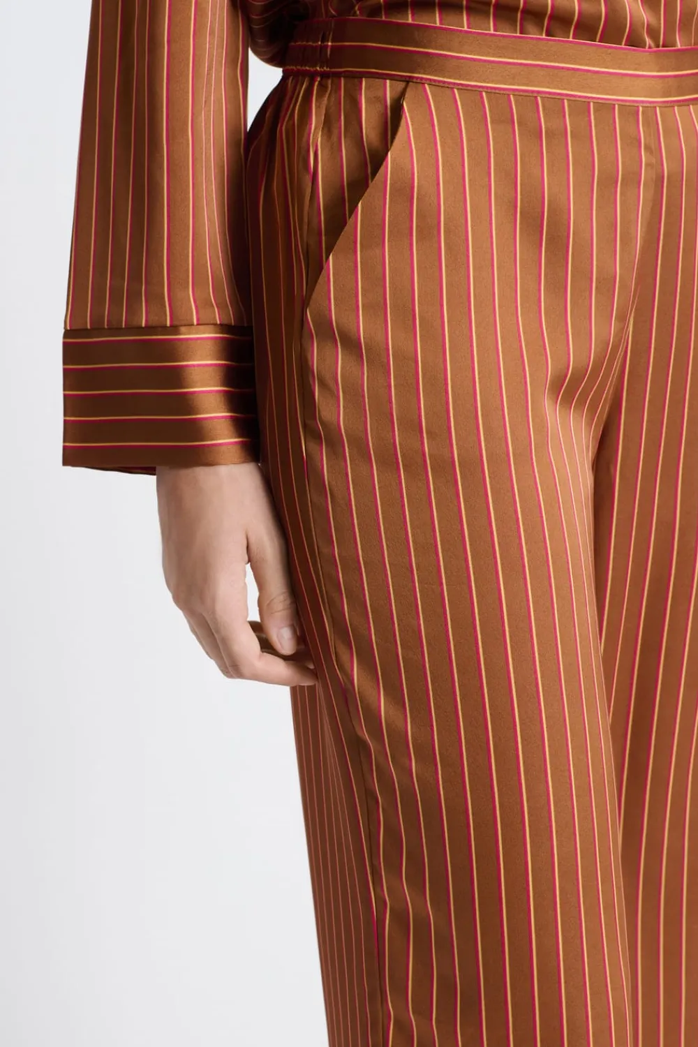 Sale ETAM Pantalón de pijama satinado a rayas BRONZE