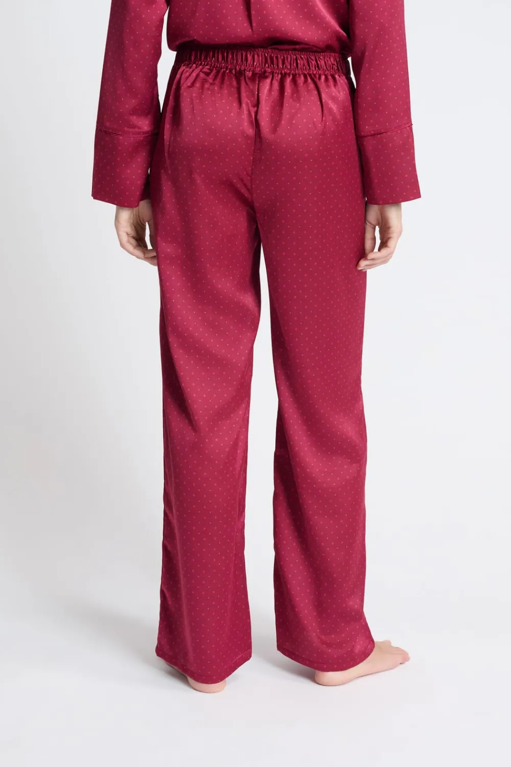 Hot ETAM Pantalón de pijama satinado estampado ROJO