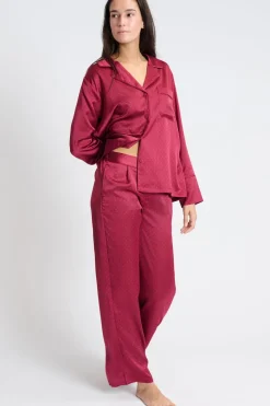 Hot ETAM Pantalón de pijama satinado estampado ROJO